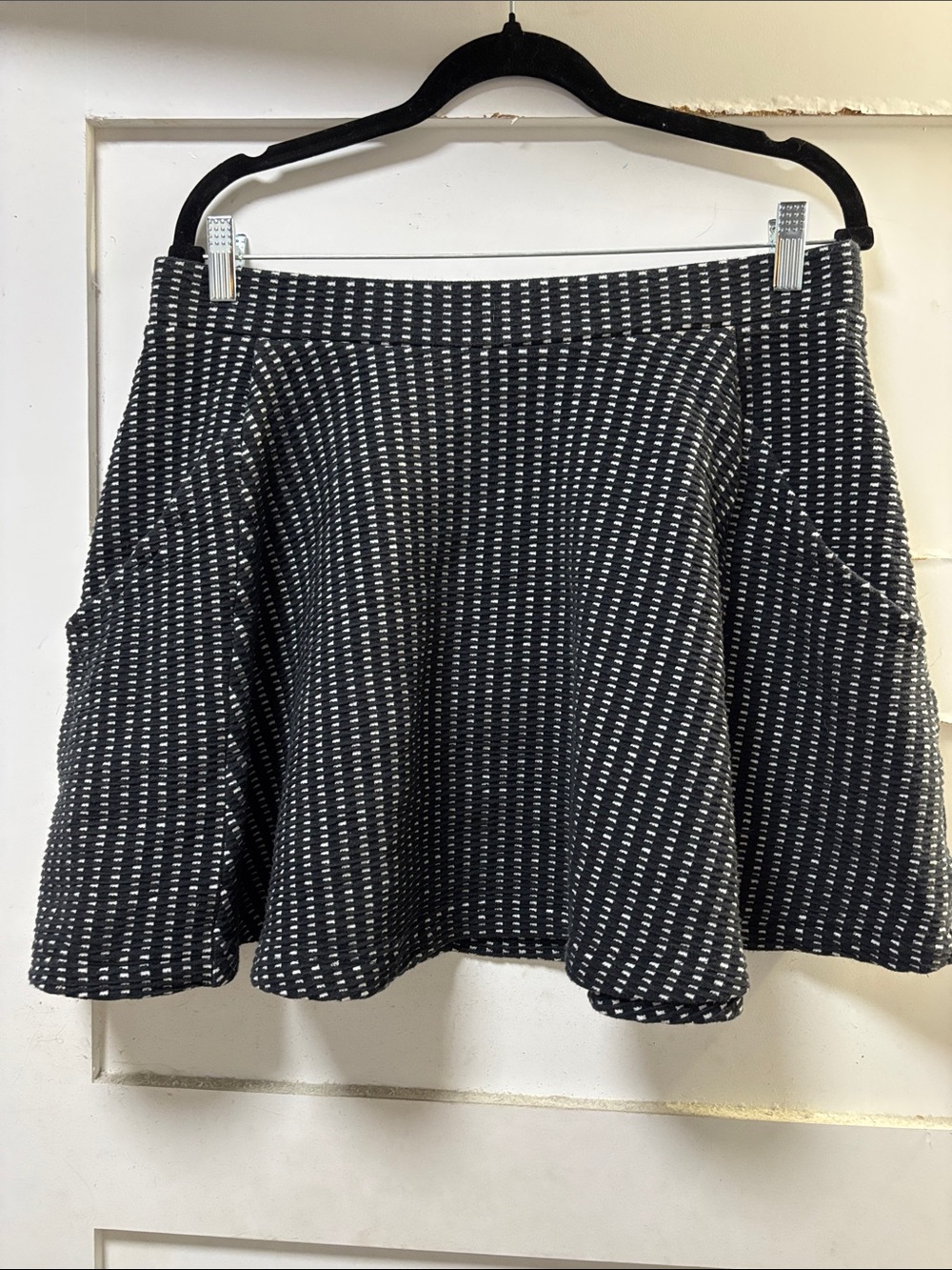 Free People Black & White Textured Skater Skirt